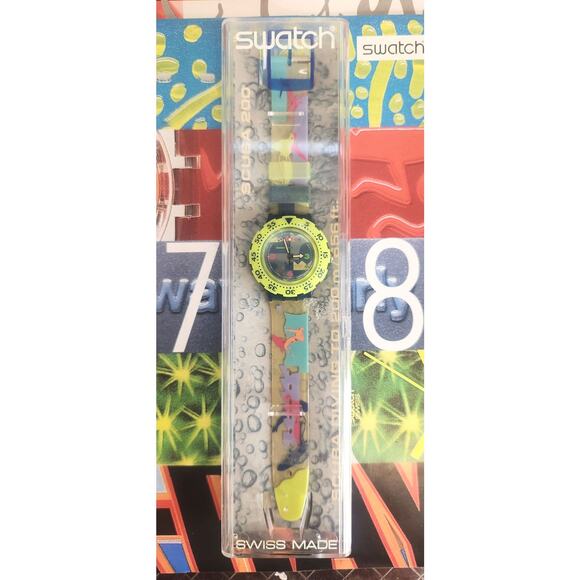 Swatch watch OVER THE WAVE SDN105 1993 Scuba New Old Stock - Picture 2 of 8